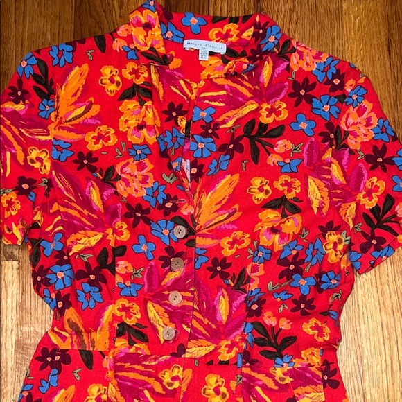 Floral Red Jumpsuit - Picture 2 of 4